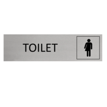 Zilver aluminium deurbordje toilet met zwart genderneutraal icoon