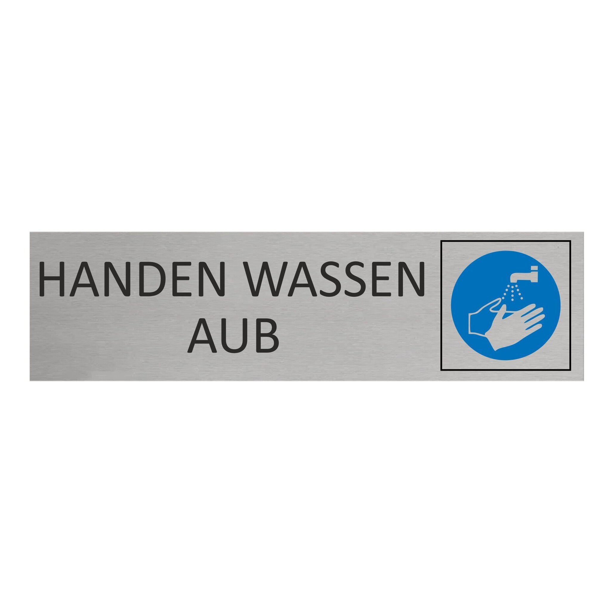 CombiCraft Aluminium deurbordje Handen wassen a.u.b. 165 x 45 mm - per 1 stuk