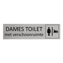 Zilver aluminium deurbordje Dames toilet met verschoonruimte