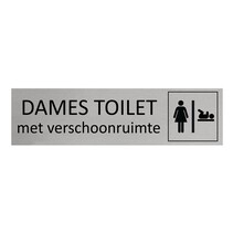 Zilver aluminium deurbordje Dames toilet met verschoonruimte