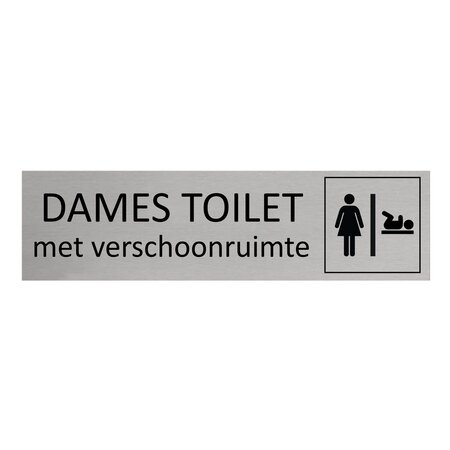 Aluminium deurbordje Dames toilet met baby verschoonruimte 165 x 45 mm - per 1 stuk