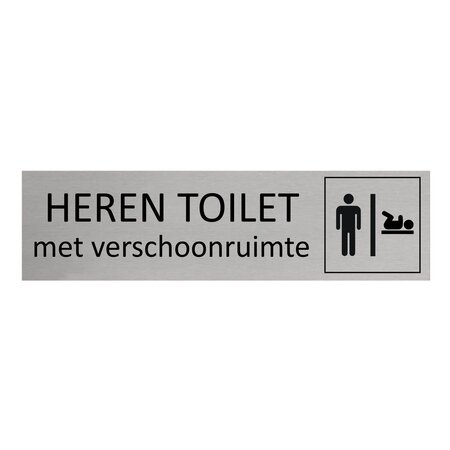 Aluminium deurbordje Heren toilet met baby verschoonruimte 165 x 45 mm - per 1 stuk