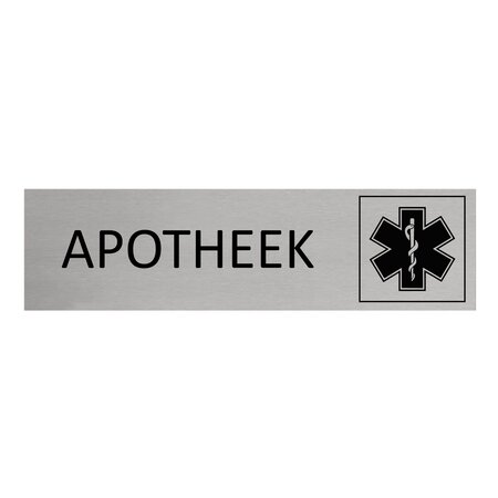 CombiCraft Aluminium deurbordje Apotheek 165 x 45 mm - per 1 stuk