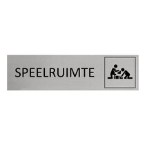 Zilver aluminium deurbordje Speelruimte