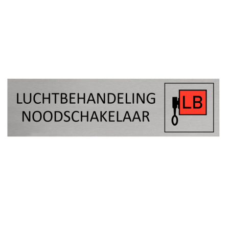 Aluminium deurbordje Luchtbehandeling noodschakelaar 165 x 45 mm - per 1 stuk