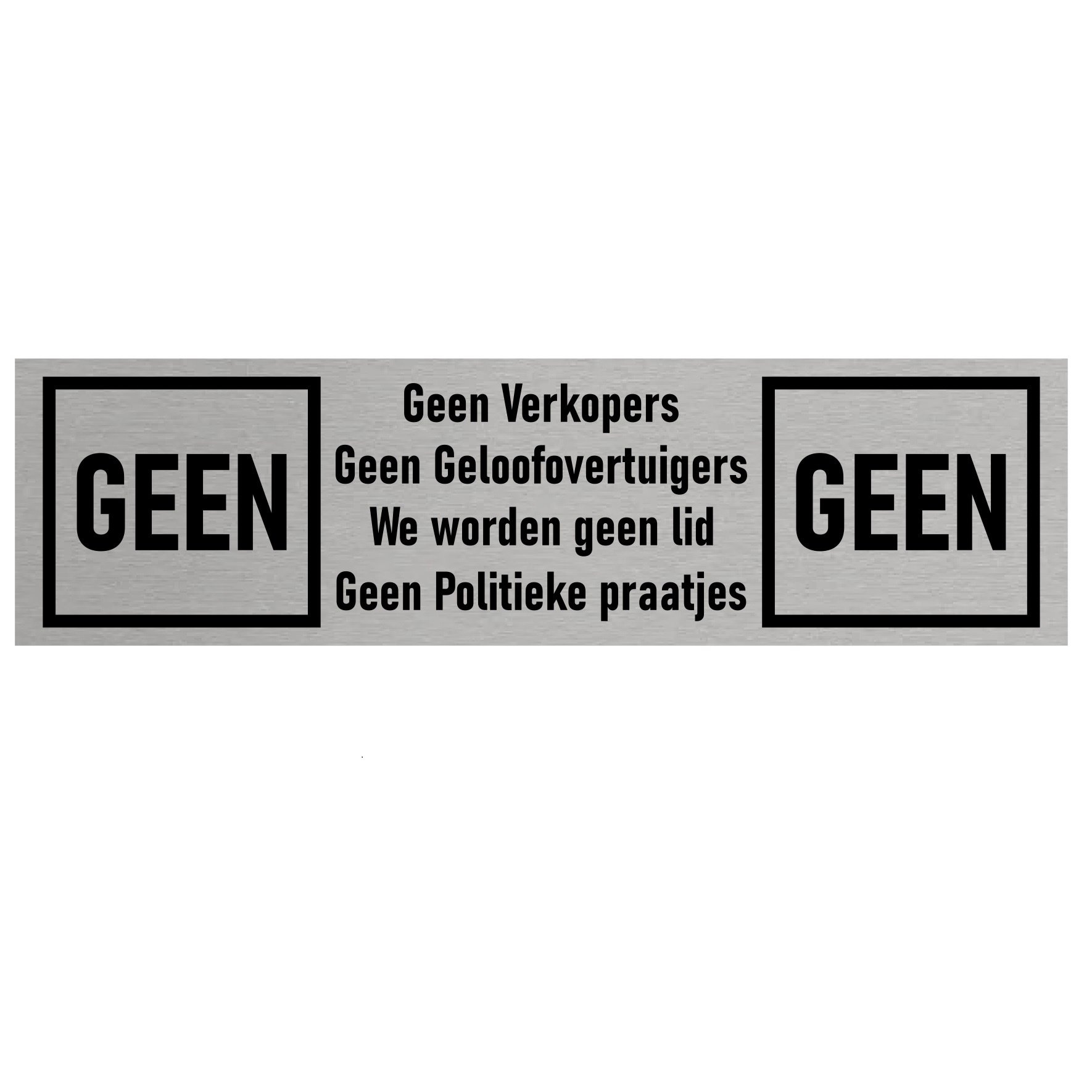 CombiCraft Aluminium deurbordje Geen verkopers, geloofovertuigers enz. 165 x 45 mm - per 1 stuk