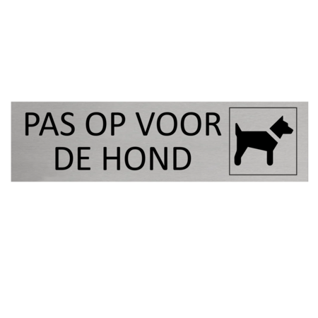 CombiCraft Aluminium deurbordje Pas op voor de hond 165 x 45 mm - per 1 stuk