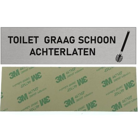 Aluminium deurbordje Toilet graag schoon achterlaten 165 x 45 mm - per 1 stuk