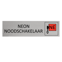 Zilver aluminium deurbordje Neon noodschakelaar