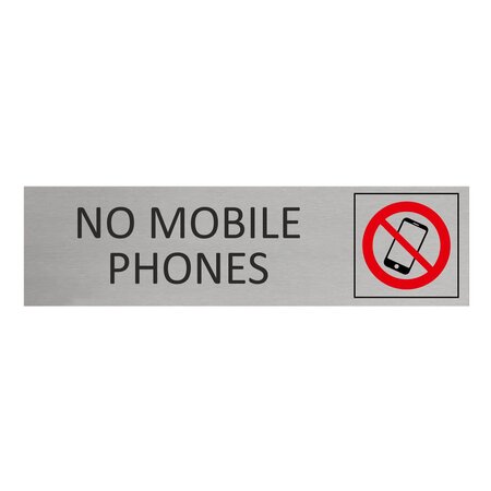 CombiCraft Aluminium deurbordje No mobile phones 165 x 45 mm - per 1 stuk
