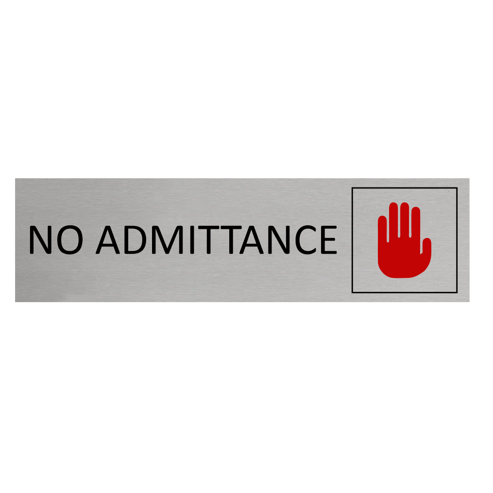 CombiCraft Aluminium deurbordje No admittance 165 x 45 mm - per 1 stuk