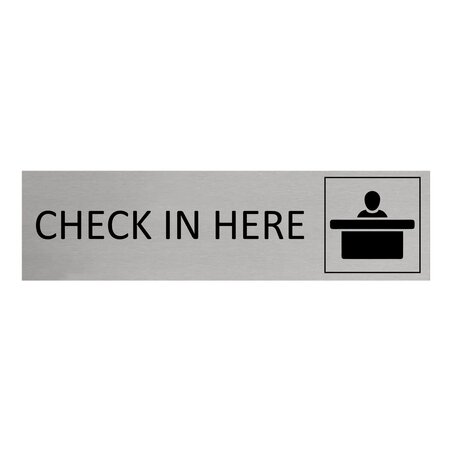 CombiCraft Aluminium deurbordje Check in here 165 x 45 mm - per 1 stuk