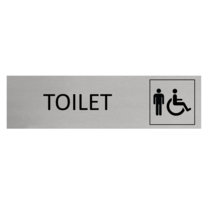 Zilver aluminium deurbordje heren toilet