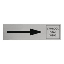 Zilver aluminium deurbordje pijl rechts en symbool