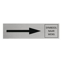 Zilver aluminium deurbordje pijl rechts en symbool