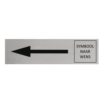 Zilver aluminium deurbordje pijl links en symbool