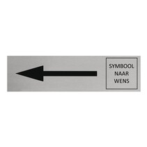 Zilver aluminium deurbordje pijl links en symbool