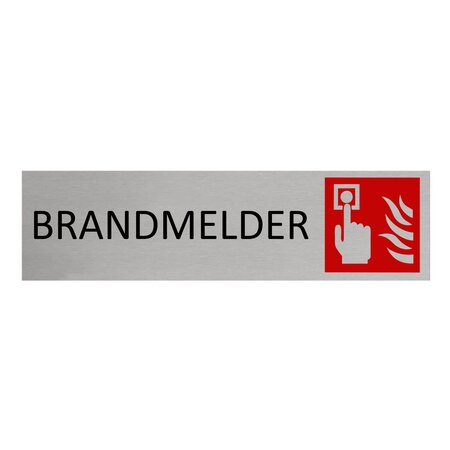 Aluminium deurbordje brandmelder 165 x 45 mm - per 1 stuk