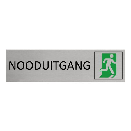 Aluminium deurbordje Nooduitgang 165 x 45 mm - per 1 stuk