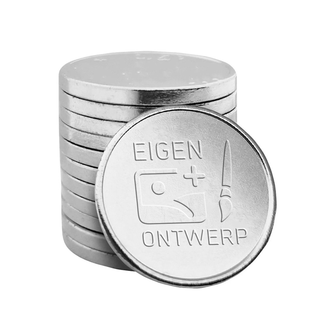CombiCraft Staal vernikkelde winkelwagenmunten €2,00 formaat eigen ontwerp - per 1000 stuks