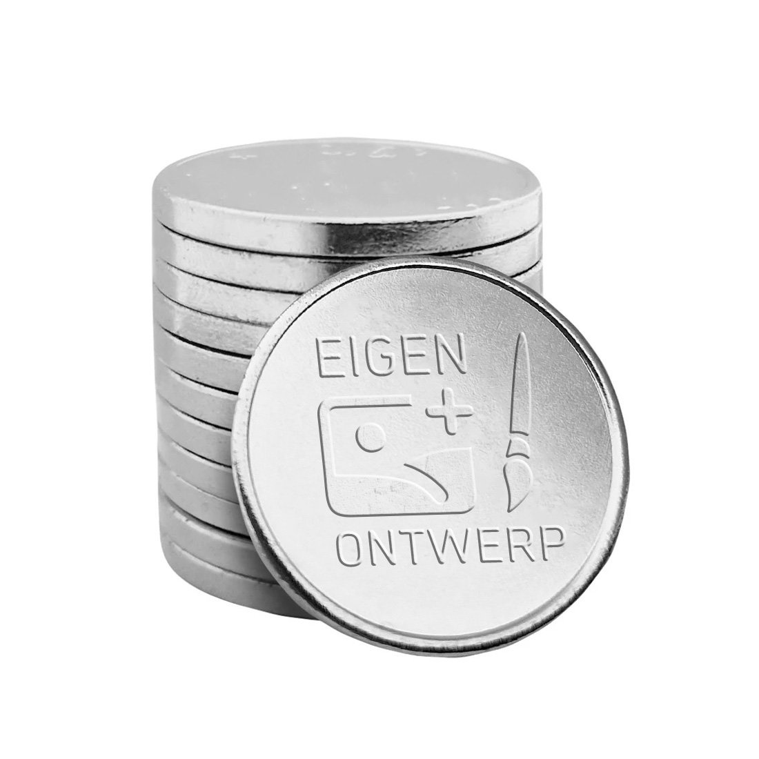 CombiCraft Staal vernikkelde winkelwagenmunten €1,00 formaat eigen ontwerp - per 1000 stuks