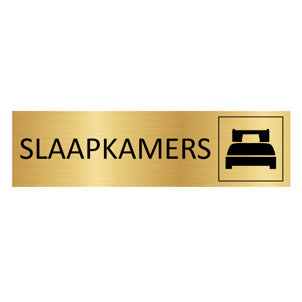 CombiCraft Goudkleurig Aluminium Deurbordje Slaapkamers 165x45mm met tape