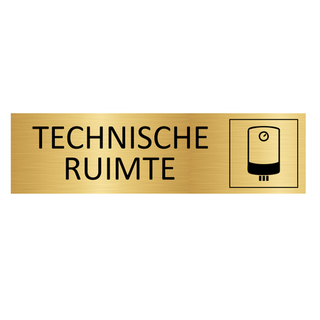 Goud aluminium deurbordje Technische ruimte 165x45mm - per 1 stuk