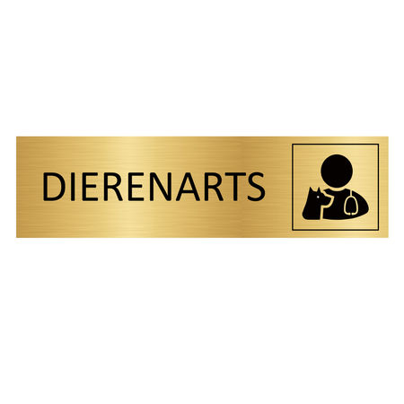 Goud aluminium deurbordje Dierenarts 165x45mm - per 1 stuk