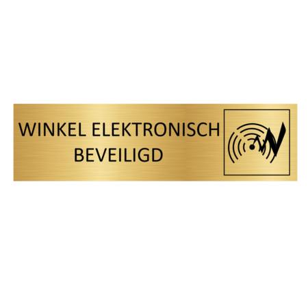 Goud aluminium deurbordje Winkel elektronisch beveiligd 165 x 45 mm  - per 1 stuk