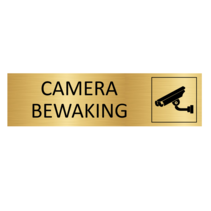 Goud aluminium deurbordje Camerabewaking