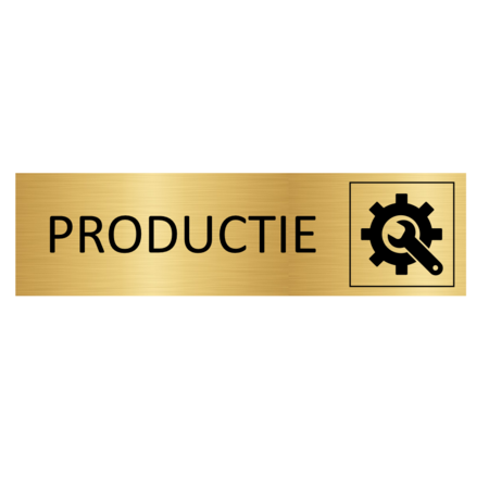 Goud aluminium deurbordje Productie 165x45mm - per 1 stuk