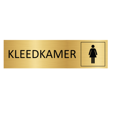 Goud aluminium deurbordje Kleedkamer vrouw symbool 165x45mm - per 1 stuk