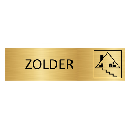 Goud aluminium deurbordje Zolder 165x45mm 165 x 45 mm  - per 1 stuk