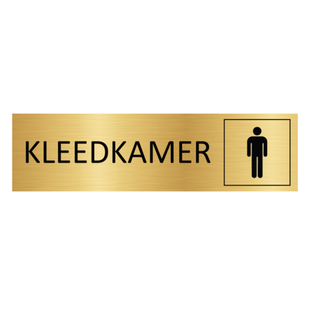Goud aluminium deurbordje Kleedkamer man symbool 165x45mm - per 1 stuk