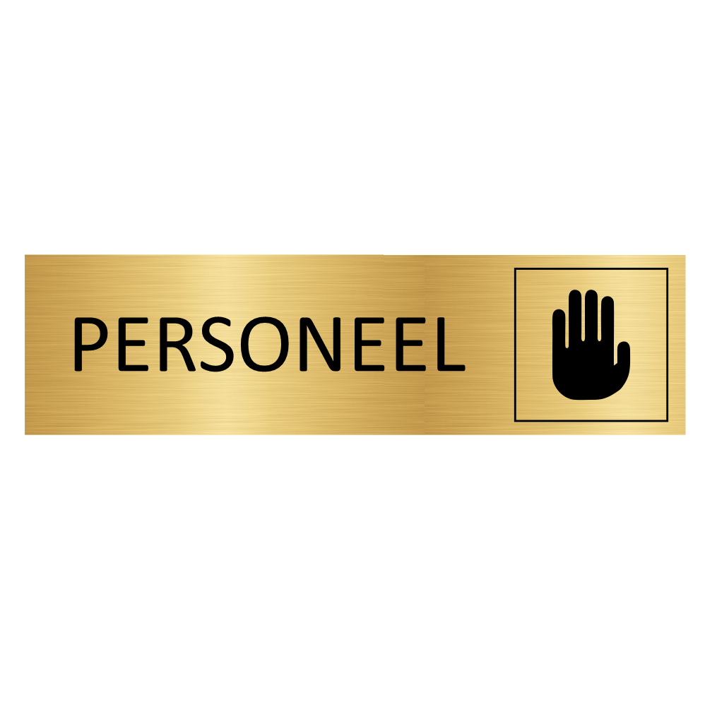 CombiCraft Goudkleurig Aluminium Deurbordje Personeel 165x45mm met tape