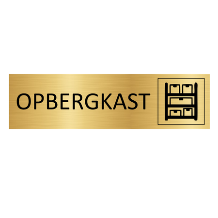 Goud aluminium deurbordje Opbergkast 165x45mm - per 1 stuk