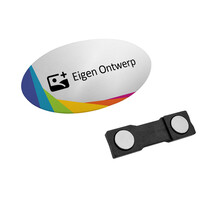 Aluminium naambadge 70x37mm bedrukt - per stuk