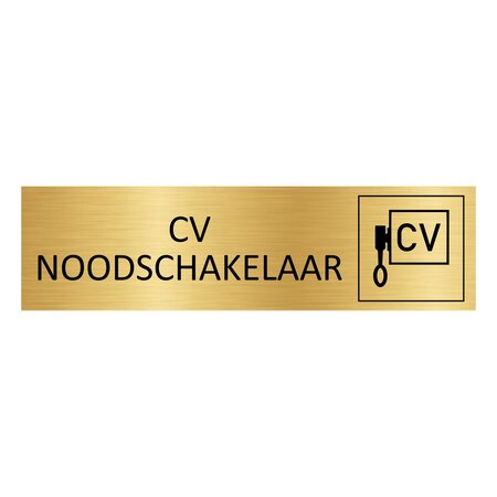CombiCraft Goud aluminium deurbordje CV Noodschakelaar 165 x 45 mm - per 1 stuk