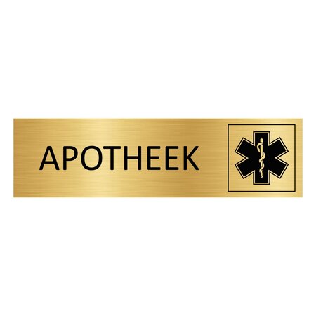 CombiCraft Goud aluminium deurbordje Apotheek 165 x 45 mm - per 1 stuk