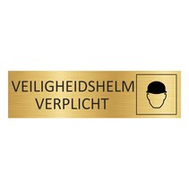Goud aluminium deurbordje Veiligheidshelm verplicht