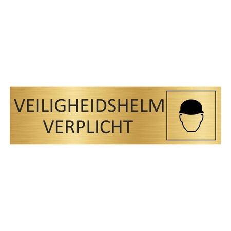 CombiCraft Goud aluminium deurbordje Veiligheidshelm verplicht 165 x 45 mm - per 1 stuk
