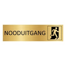 Goud aluminium deurbordje Nooduitgang nieuw met poppetje