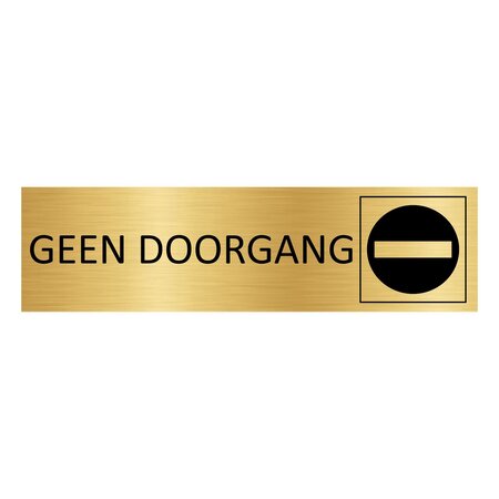 CombiCraft Goud aluminium deurbordje Geen doorgang 165 x 45 mm - per 1 stuk