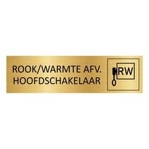 Goud aluminium deurbordje Rook/warmte afvoer hoofdschakelaar