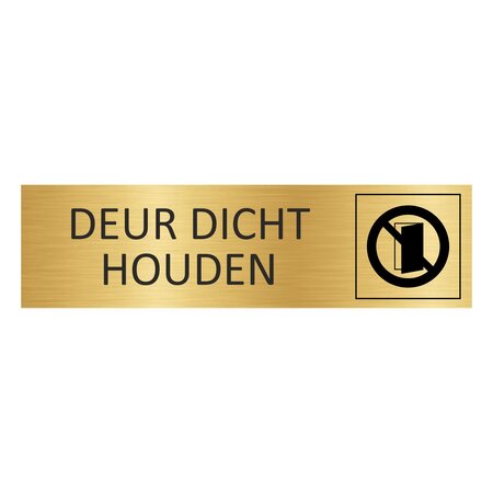 CombiCraft Goud aluminium deurbordje Deur dicht houden 165 x 45 mm - per 1 stuk