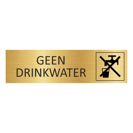 CombiCraft Goud aluminium deurbordje Geen drinkwater 165 x 45 mm - per 1 stuk