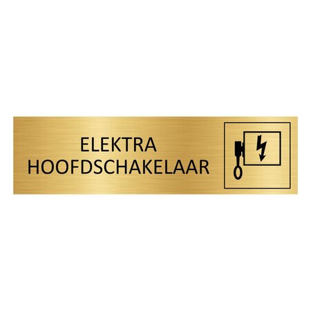 CombiCraft Goud aluminium deurbordje Elektra hoofdschakelaar 165 x 45 mm - per 1 stuk