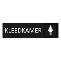 Zwart aluminium deurbordje Kleedkamer en een vrouwen symbool