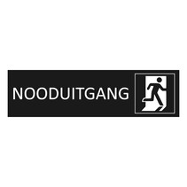 Zwart aluminium deurbordje Nooduitgang nieuw met poppetje
