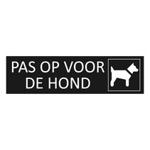 Zwart aluminium deurbordje Pas op voor de hond